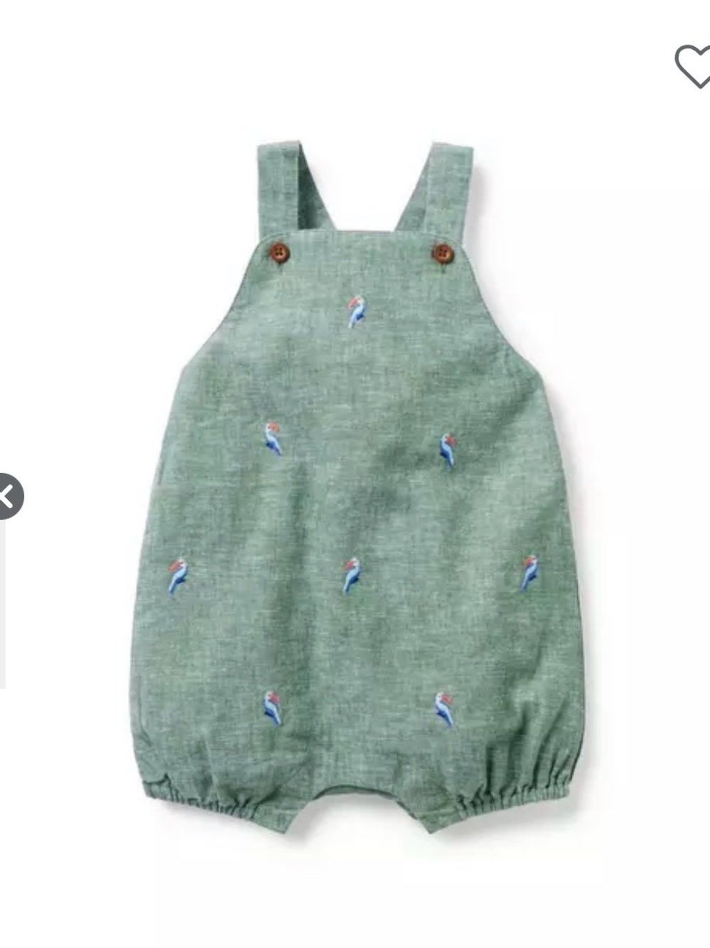Janie and Jack Baby Embroidered Toucan Linen-Cotton Overall
